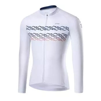 Li-Ning Comfortable Lightweight Moisture-Wicking Versatile Slim-Fit Breathable Long Sleeve Cycling Jersey Men jersey Aurora-White 089-2 M