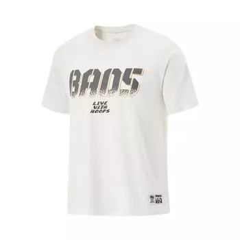 Li-Ning Comfortable Minimalist Letter Print Casual Quick-Dry Round Neck Short Sleeve T-Shirt Men Tops Off-White ATSV027-6 M