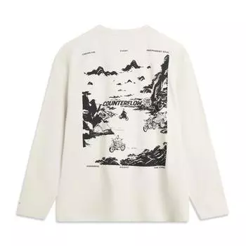 Li-Ning Comfortable Minimalist Letter Print Round Neck Loose Long Sleeve T-Shirt Men tops ATLV215-2 S