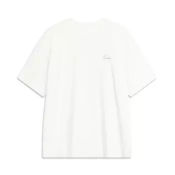 Li-Ning Comfortable Round Neck Casual Simple Loose Pullover Breathable Short Sleeve T-Shirt Men Tops Off-White AHSU627-3 3XL