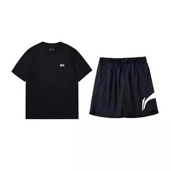 Li-Ning Comfortable Round Neck Pullover Simple Fashion Versatile Casual Sports Suit Unisex suit AHSU801-2+YKSV197-2 L