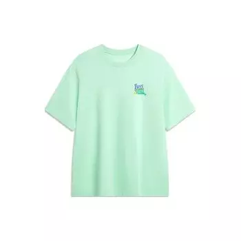 Li-Ning Comfortable Round Neck Sweat Absorbing Short Sleeve Letter Print T-Shirt Men Tops Cool-Green AHSU305-3 S
