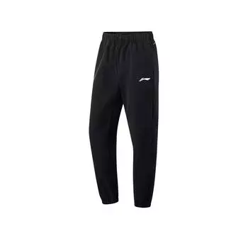 Li-Ning Comfortable Simple Breathable Mid-Waist Loose Fit Thick Casual Pants Men bottoms Black AYKV029-1 M