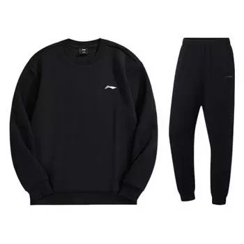 Li-Ning Comfortable Simple Knitted Casual Sports Suit Men suit Black AWDUH57-549 L