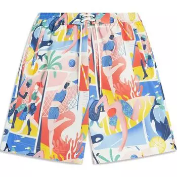 Li-Ning Comfortable Simple Lace-Up Color Block Printed Loose Fit Five-Point Shorts Men Shorts Color-Combination AKSU237-1 L