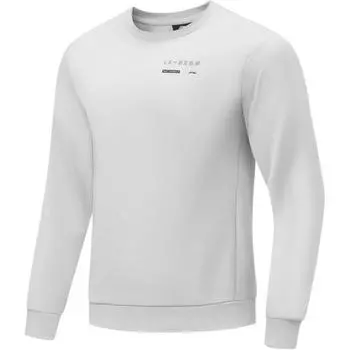 Li-Ning Comfortable Simple Letter Round Neck Pullover Sweatshirt Men Sweatshirt Stone-Gray AWDTA69-5 S