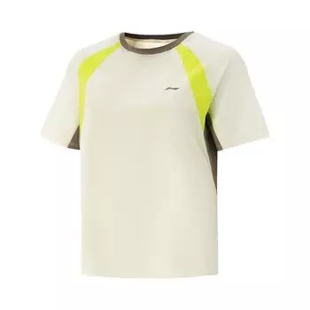 Li-Ning Comfortable Simple Moisture-Wicking Loose Fit Round Neck Short Sleeve T-Shirt Women Tops Pearl-White ATSV408-6 S