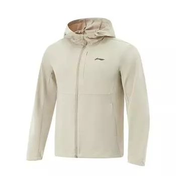 Li-Ning Comfortable Simple Solid Color Hooded Zipper Casual Quick-Dry Sports Windbreaker Men Outerwear Coastal-Gray AFDV757-2 M