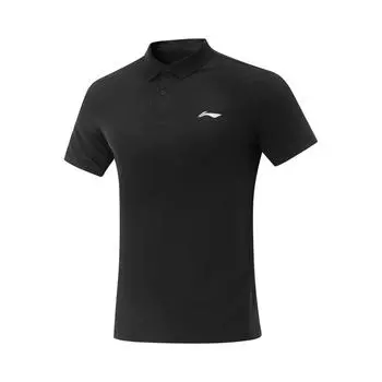 Li-Ning Comfortable Simple Solid Color Quick-Dry Versatile Fashion Short Sleeve Polo Shirt Men tops Black APLV287-5 M