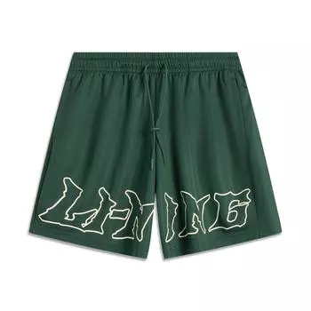 Li-Ning Comfortable Simple Versatile Breathable Mid-Waist Drawstring Casual Shorts Men shorts Maple-Green AKSV381-4 S