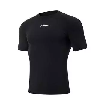 Li-Ning Comfortable Slim Fit Simple Sports Round Neck Short Sleeve T-Shirt Men Tops Black AUDV069-2 S