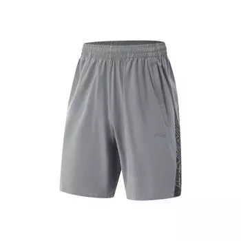 Li-Ning Comfortable Sports Simple Versatile Color Block Mid Waist Five Point Casual Shorts Men shorts Sober-Gray AKSV427-6 S