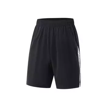Li-Ning Comfortable Sports Simple Versatile Color-Block Mid-Waist Five-Point Casual Shorts Men shorts Black AKSV427-1 S