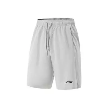 Li-Ning Comfortable Sports Simple Versatile Solid Color Lace-Up Mid-Waist Five-Point Casual Shorts Men shorts Coin-Gray AKSV429-6 XXL