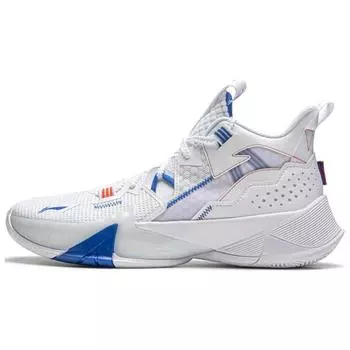 Li-Ning Comfortable Trendy Non-Slip Wear-Resistant Mid-Top Basketball Shoes Men Sneakers White Blue ABPU055-1 41