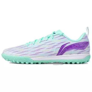 Li-Ning Comfortable Trendy TF (Rubber Studs) Artificial Turf Non-Slip Wear-Resistant Soccer Shoes Men Soccer Shoes Blue White Purple ASFU061-1 41