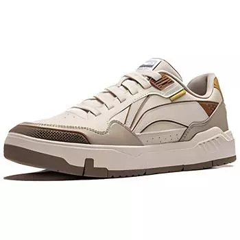Li Ning Common 80s синтетическая кожа удобные универсальные нескользящие износостойкие низкие кроссовки женские кроссовки бежево-коричневые AGCU158-2 35