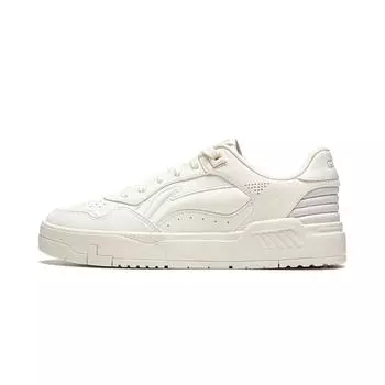 Li Ning Common 80s Soft Rebound Толстая подошва Удобные универсальные нескользящие износостойкие низкие кроссовки женские кроссовки белые AGCU084-2 35
