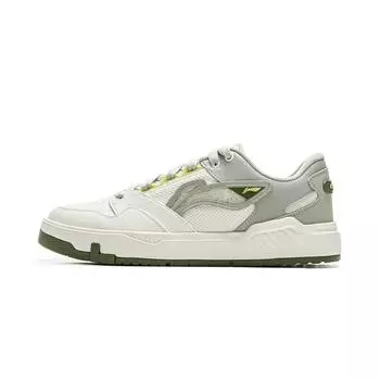 Li Ning Common 80s Удобные Мягкие Эластичные Классические Нескользящие Износостойкие Низкие Кроссовки Для Скейтбординга Мужские Кроссовки Белые Зеленые AGCV051-3 43