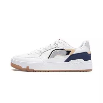 Li Ning Common 80s удобные шнурованные толстые подошвы увеличивающие рост нескользящие амортизирующие низкие кроссовки для скейтбординга мужские кроссовки белые синие AGCU055-2 40