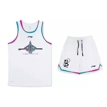 Li Ning Competition Loose Training Basketball Vest Shorts Set Men Sportswear White AATS009-2 S