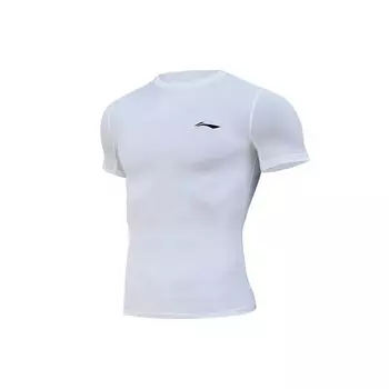 Li Ning Comprehensive Training Quick-Dry Compression Running Short Sleeve Fitness Shirt Men tops White AUDR083-2 L