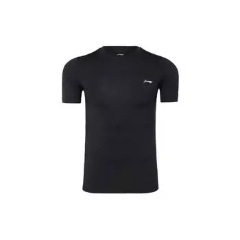 Li Ning Comprehensive Training Quick-Dry Tight Running Short Sleeve Fitness Shirt Men tops Black AUDR083-1 S