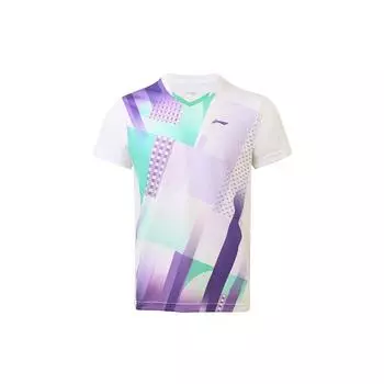 Li-Ning Быстросохнущая футболка с круглым вырезом контрастного цвета, мужские топы, белые AAYS063-1 XXXL