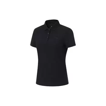 Li-Ning Cool And Refreshing Solid Color Short Sleeve Polo Shirt Women tops Black APLU128-6 M
