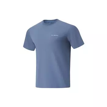 Li-Ning Cool Tea Fitness Series Solid Color Round Neck Pullover Quick-Dry Short Sleeve T-Shirt Men Tops Gray-Indigo ATSU641-6 S