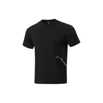 Li-Ning Cooling Tea T быстросохнущая классная спортивная повседневная футболка однотонная круглая горловина трикотажная футболка с коротким рукавом мужские топы черного цвета ATSU633-1 M