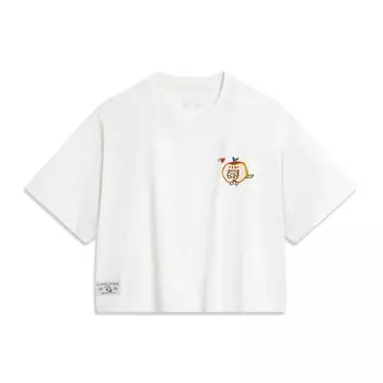 Li-Ning Cooling Tea T-Shirt Quick-Dry Cool Casual Top Logo Pattern Round Neck Loose Short Sleeve Drop Shoulder T-Shirt Women tops Off-White AHSU666-1 XXL