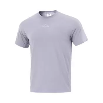 Li-Ning Cooling Tea T-Shirt Round Neck Comfortable Solid Color Versatile Breathable Short Sleeve Men T-Shirts Muddy-Gray Purple-Mix ATSV265-5 S