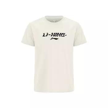 Li-Ning Creative Print Quick-Dry Cool Round Neck Casual Short Sleeve T-Shirt Unisex Tops Off-White ATSV605-2 M