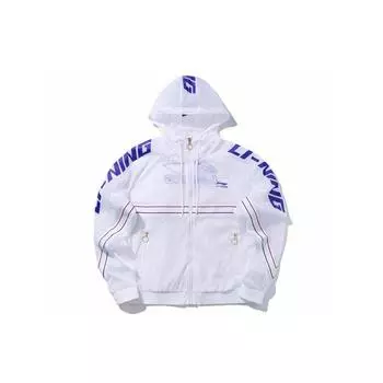 Li Ning цветной блок буквенный принт спортивная ветровка куртка мужская куртка белая AFDP125-3 XXL