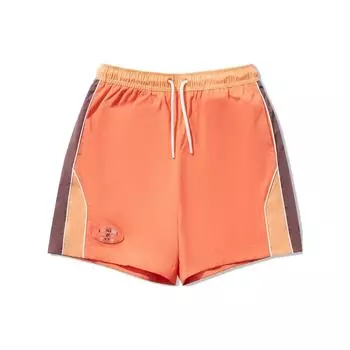 Li Ning Цветной блок Средняя посадка Кулиска Свободные Прямые Спортивные шорты Женские шорты Розовый Оранжевый AKSU164-1 S