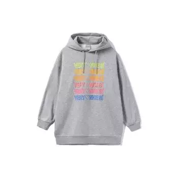 Li-Ning Цветной принт с буквами флисовая теплая свободная толстовка с капюшоном женские толстовки серые AWDRD48-4 XXL