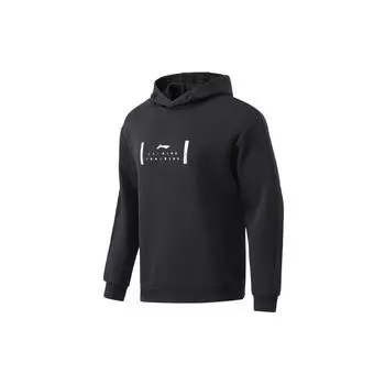 Li-Ning Цветные блочные буквы печати Спортивная толстовка с капюшоном Мужские толстовки с капюшоном Черный AWDR063-1 M