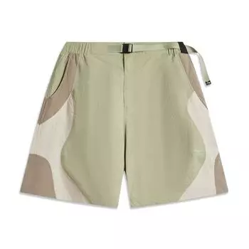 Li Ning Цветные блоки Дышащие Универсальные Шорты-пятиточки со средней посадкой Мужские шорты Лиственно-зеленый AKSV495-2 XL