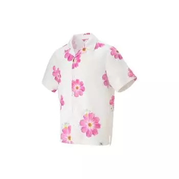 Li Ning Цветочный принт Поло с коротким рукавом на пуговицах Рубашки унисекс Белые ASHT217-1 L
