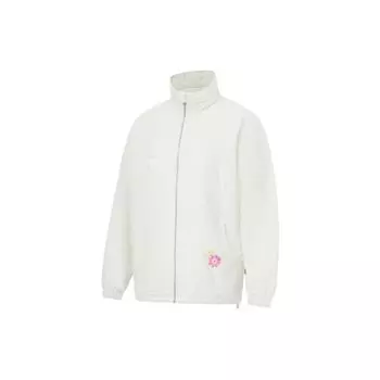 Li Ning Цветочный воротник-стойка Свободная куртка унисекс куртка Белый AFDT149-1 XL