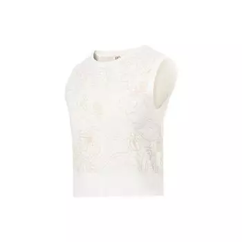 Li Ning цветочный жаккард тонкий трикотажный жилет женские жилеты Off-White AMVT002-1 XS