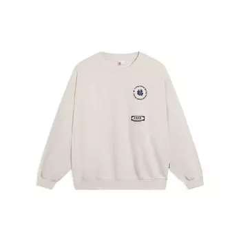 Li-Ning Сплошной цветной пуловер с вышивкой Daily Progress, толстовка с круглым вырезом, топы унисекс, серо-серый AWDT235-1 2XL