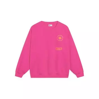 Li Ning Daily Prosperity однотонный пуловер с длинным рукавом и круглым вырезом, обычная толстовка унисекс, ярко-розовая AWDT235-4 XL