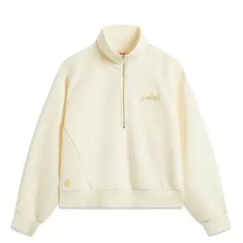 Li Ning Daily Prosperity Series CNY Zodiac Year Casual Simple Solid Color Stand Woolover Hooded Women sweatshirt Off-White AWDV188-5 S