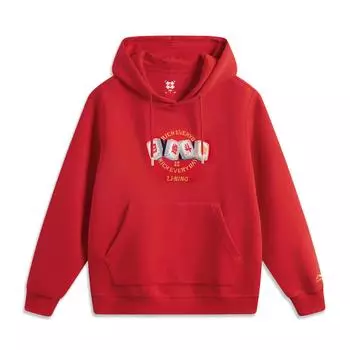 Li Ning Daily Prosperity Series Cny Zodiac Простые удобные универсальные повседневные пуловеры с капюшоном Dopamine для мужчин с капюшоном Красные AWDV161-6 S