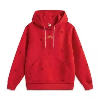 Li Ning Daily Prosperity Series CNY Zodiac Year Casual Simple Comfortable Dopamine Solid Color Hoodie Women Hoodies Cinnabar-Red AWDV184-6 M