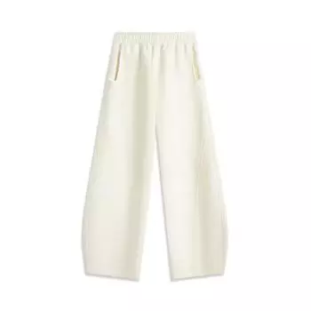 Li Ning Daily Prosperity Series Cny Zodiac Year Прямые трикотажные спортивные брюки средней посадки Женские брюки Off-White AKLV108-3 M