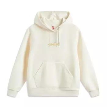 Li Ning Daily Prosperity Series Cny Zodiac Year Casual Simple Solid Color Hooded Pullover Loose Hooded Hoody Women sweatshirt Off-White AWDV184-4 xs