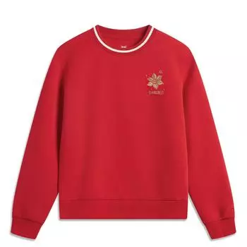 Li Ning Daily Prosperity Series Letter Round Neck Свободная Простая Удобная Универсальная Повседневная Толстовка Женская Толстовка Киноварно-Красная AWDV182-6 S